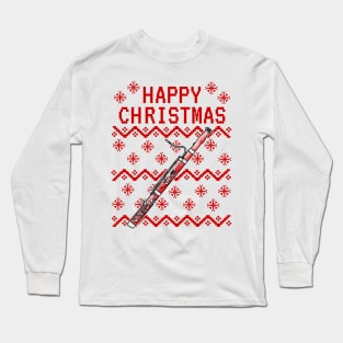 Bassoon Ugly Christmas Bassoonist Musician Long Sleeve T-Shirt